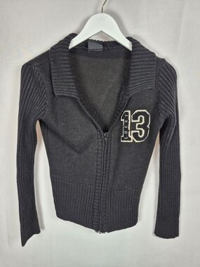 Lucky 13 Black Zip-Up Women's Sweater Size M